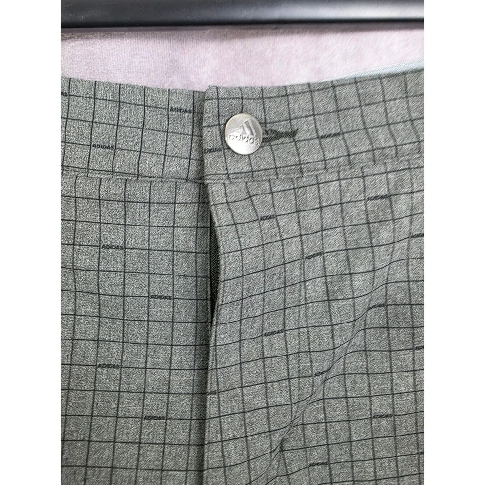 Adidas‎ Golf Mens Grey Grid Pattern Performance Shorts Stretch Waistband
